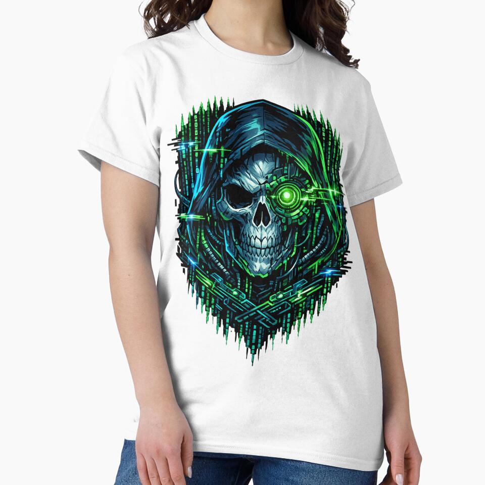 Cyberpunk Hacker Skull Matrix Code by Thaivi Design