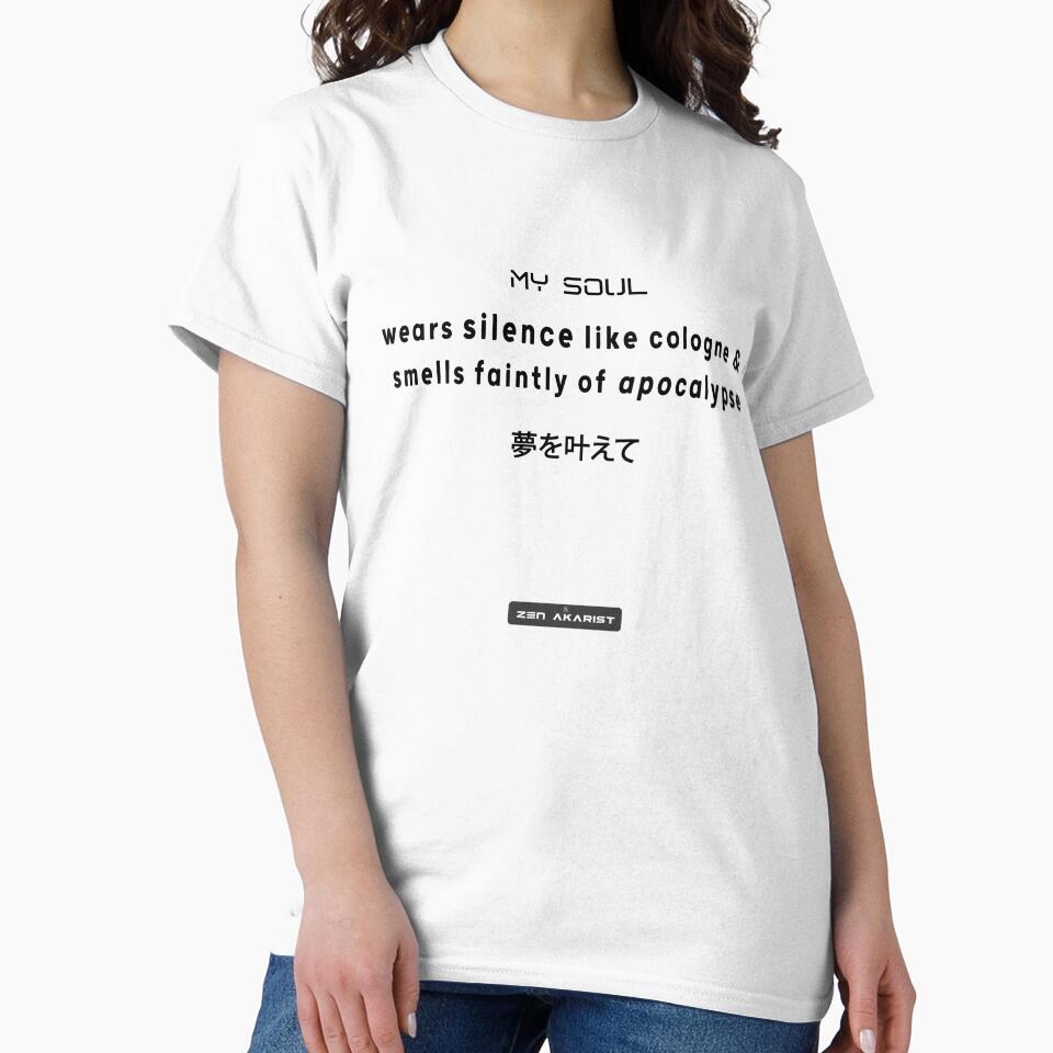 My Soul Wears Silence Like Cologne – Cyber Zen Glitch Aesthetic T-Shirt by Zen Akarist