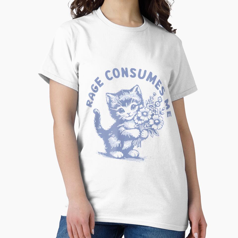 Adorable Kitty Holding Flowers Rage Consumes Me By Merch, Limited Edition, Perfect Gift For You And by ComptonziArt