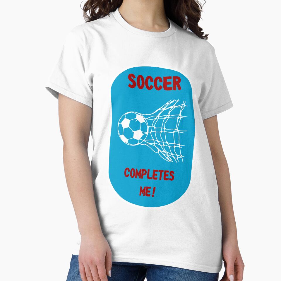 Soccer Completes Me / Football Design on a Red White & Blue Background by ThisNThatImages