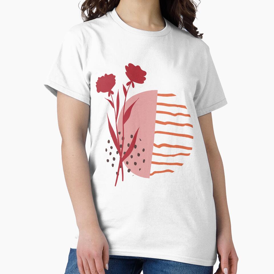 Pink Boho & Red Rose  ; Botanical Bohemian Pattern by PatternInArt