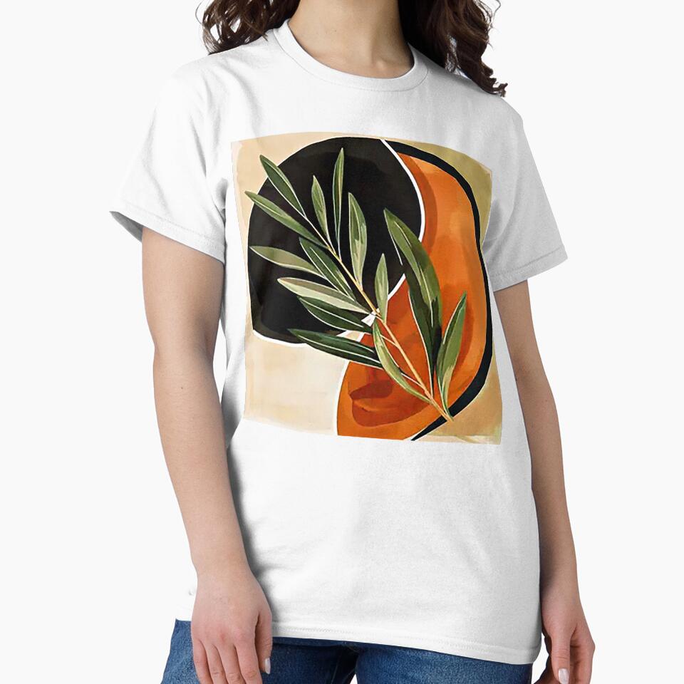 Boho Abstract Minimalist Leaf Design In Warm Earthtones by DEC02