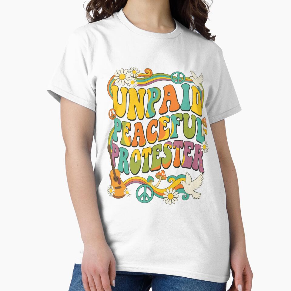 Unpaid Peaceful Protester Funny Quote Humor Statement Minimal Typography by kiralynstration
