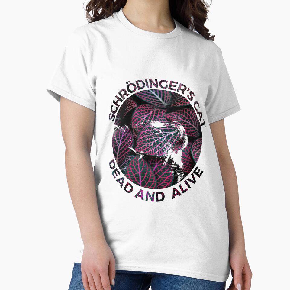Schrödinger's cat Dead and Alive- Cat in Pink Leaves-Science by Creative Life