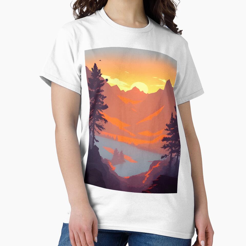 Shop Our High-quality Selection of Minimalist Landscape Mountain View Sunrise Prints by supeart