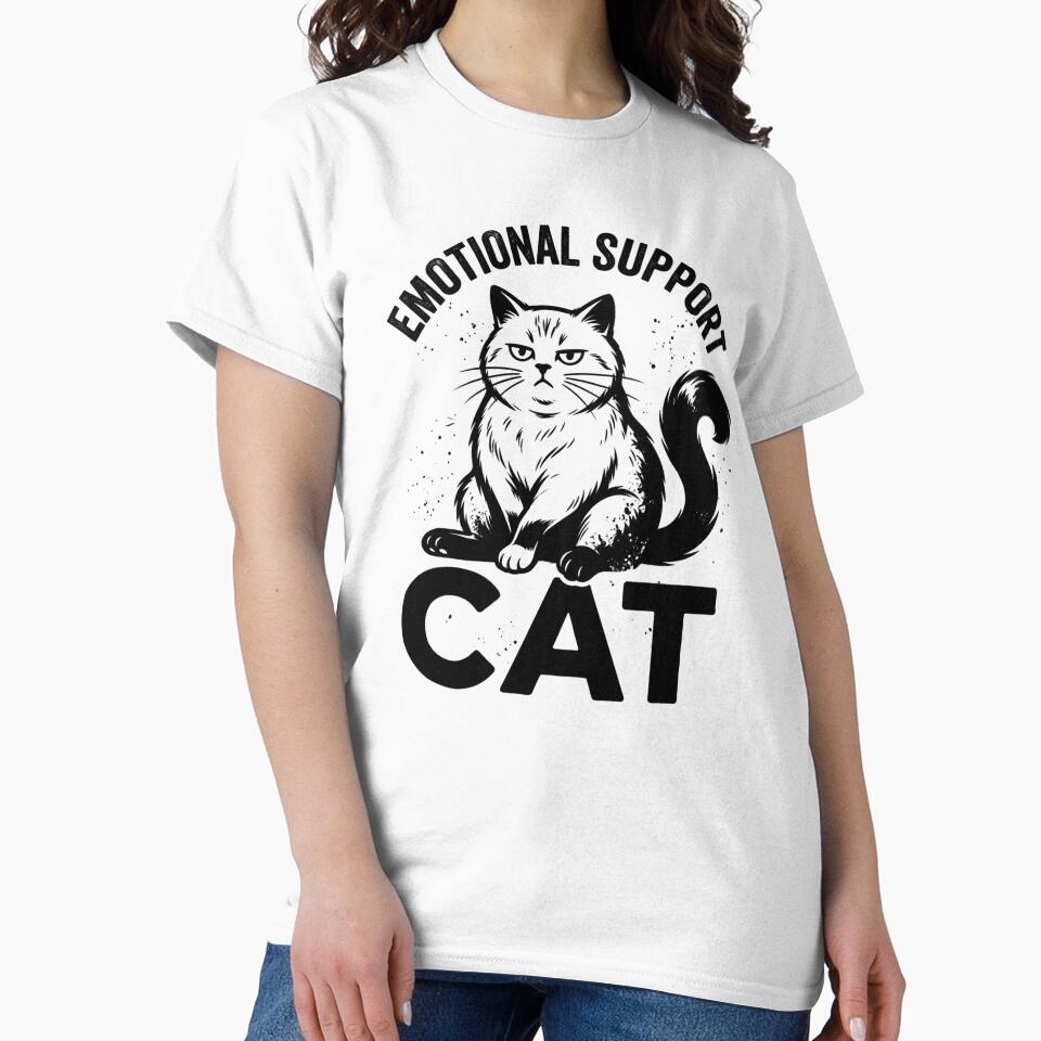 Emotional Support Cat Design, Funny Cat Lover Gift, Cute Cat Meme Graphic Tee by AsturShop