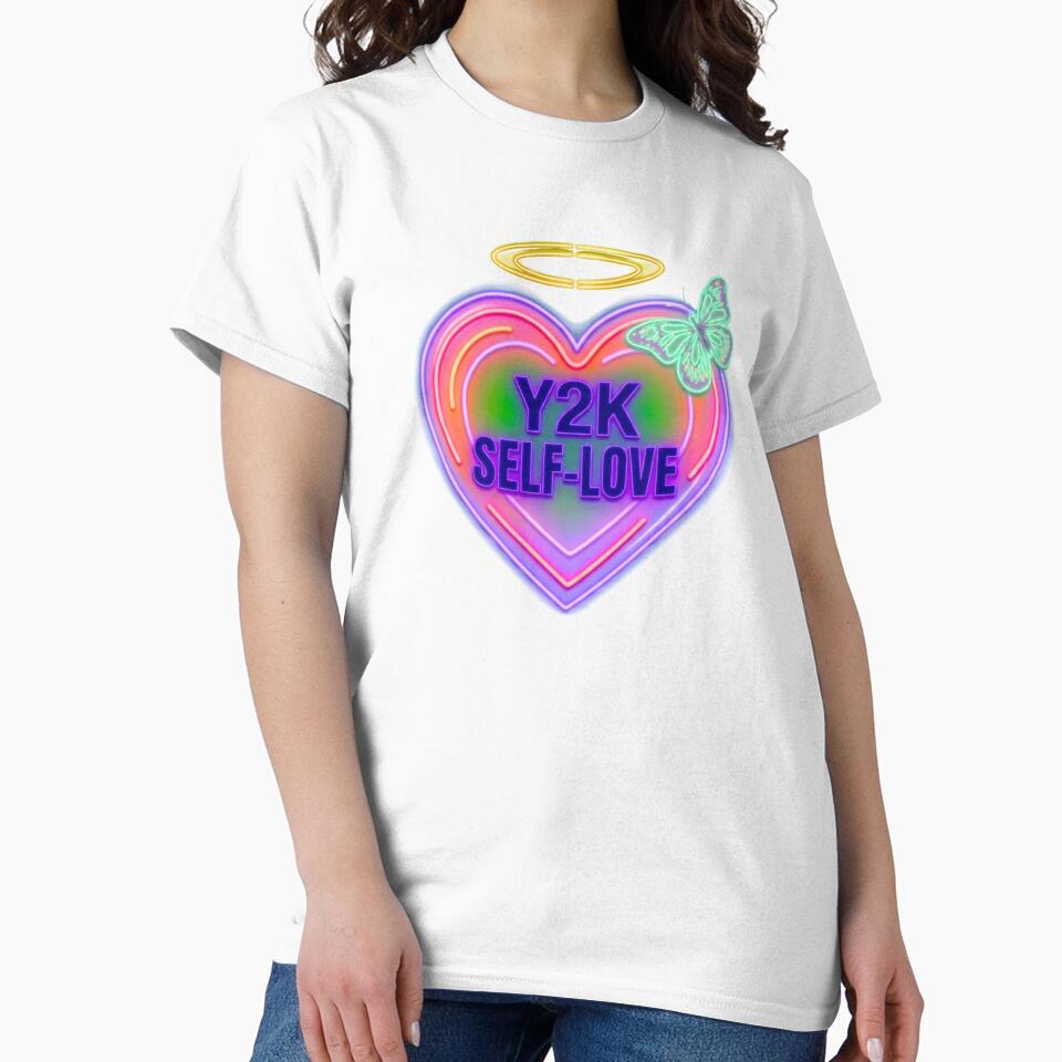 Y2K Self-Love Neon Heart with Halo and Butterfly - Retro 2000s Aesthetic by Good Vibes