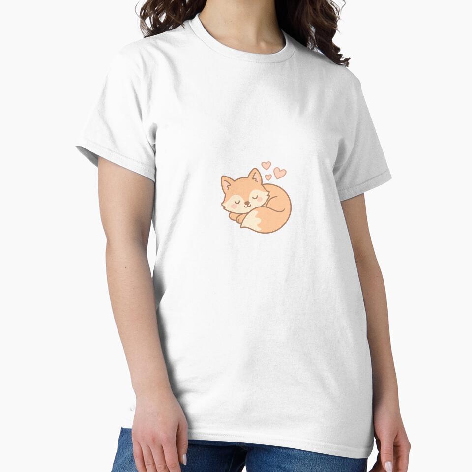 Sleeping fox with hearts – Kawaii animal stickers by ClipVictuumArts