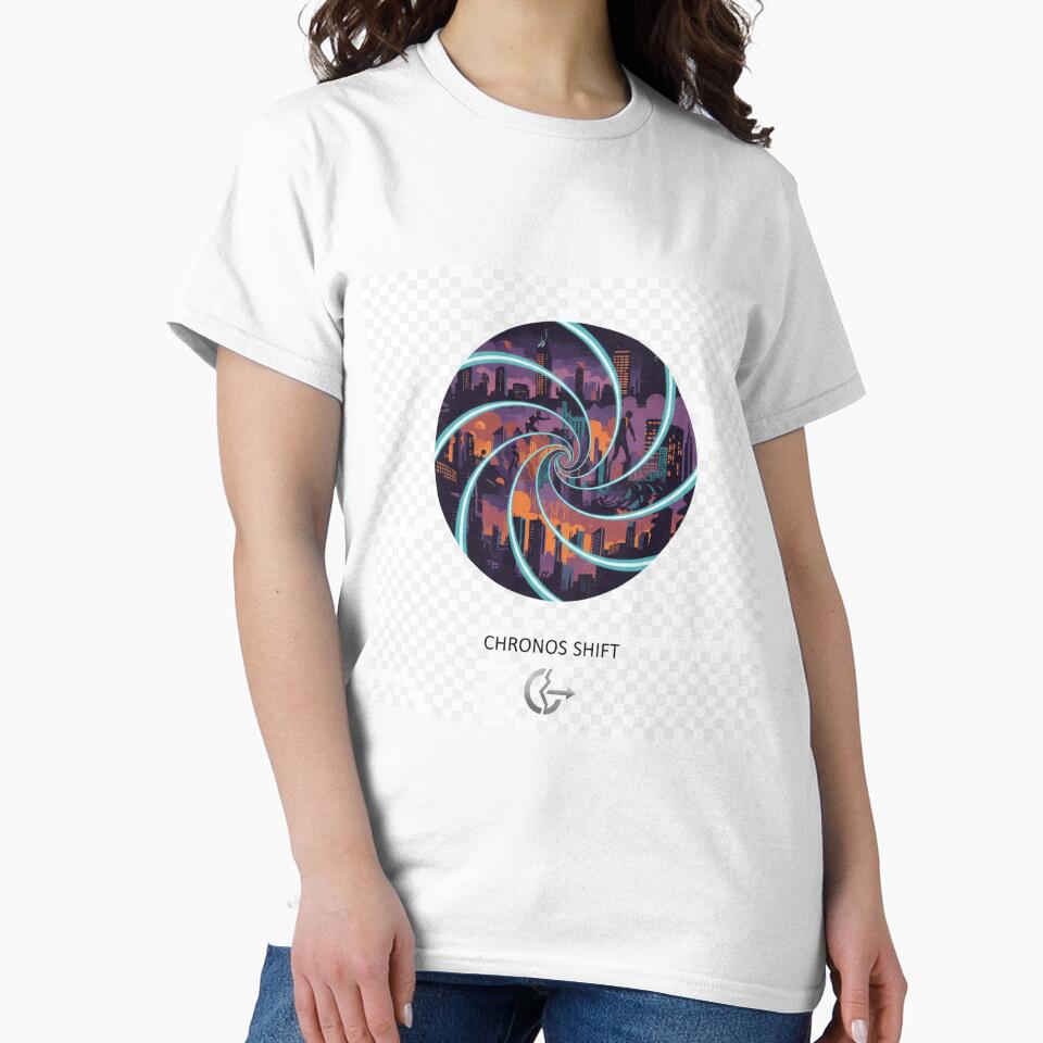 Chronos Shift Time Travel Cityscape Sticker | Cyberpunk Temporal Vortex Art by mdj96