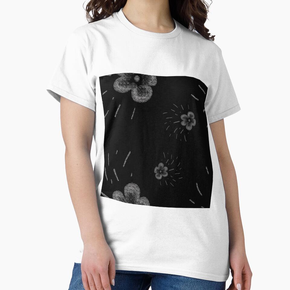 Flower flora stroke simple sketch black pattern by Yana Mustafina | Boho Soulful Designs