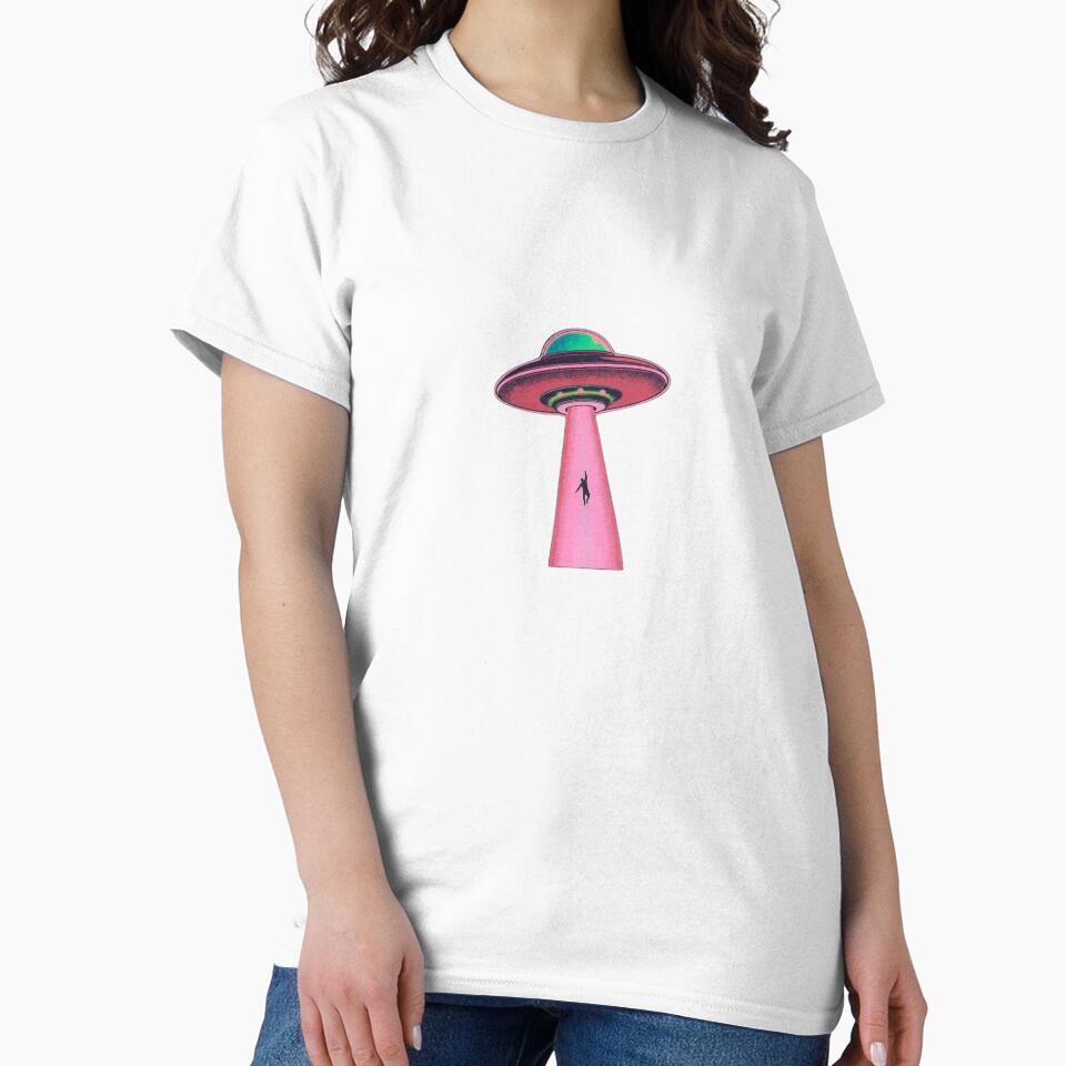 Take Me With You – Retro UFO Abduction (Pink&Green) by sassafrastradingco