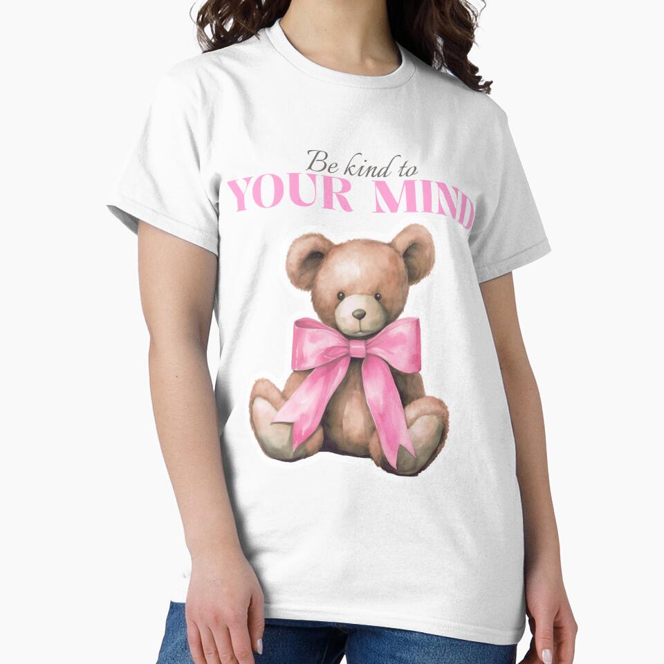 Be kind to your mind vintage teddy bear pink bow by SoulfulT