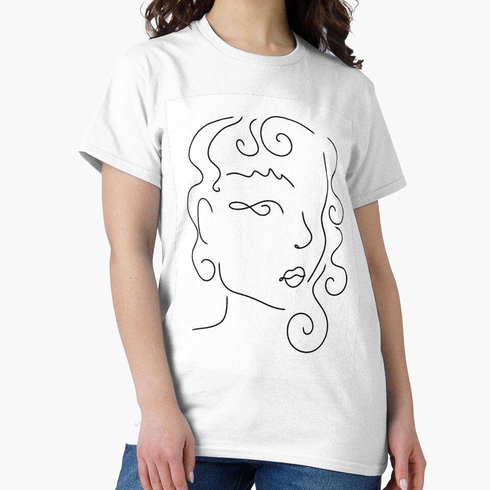 Abstract line drawing of a woman in profile by DAONART