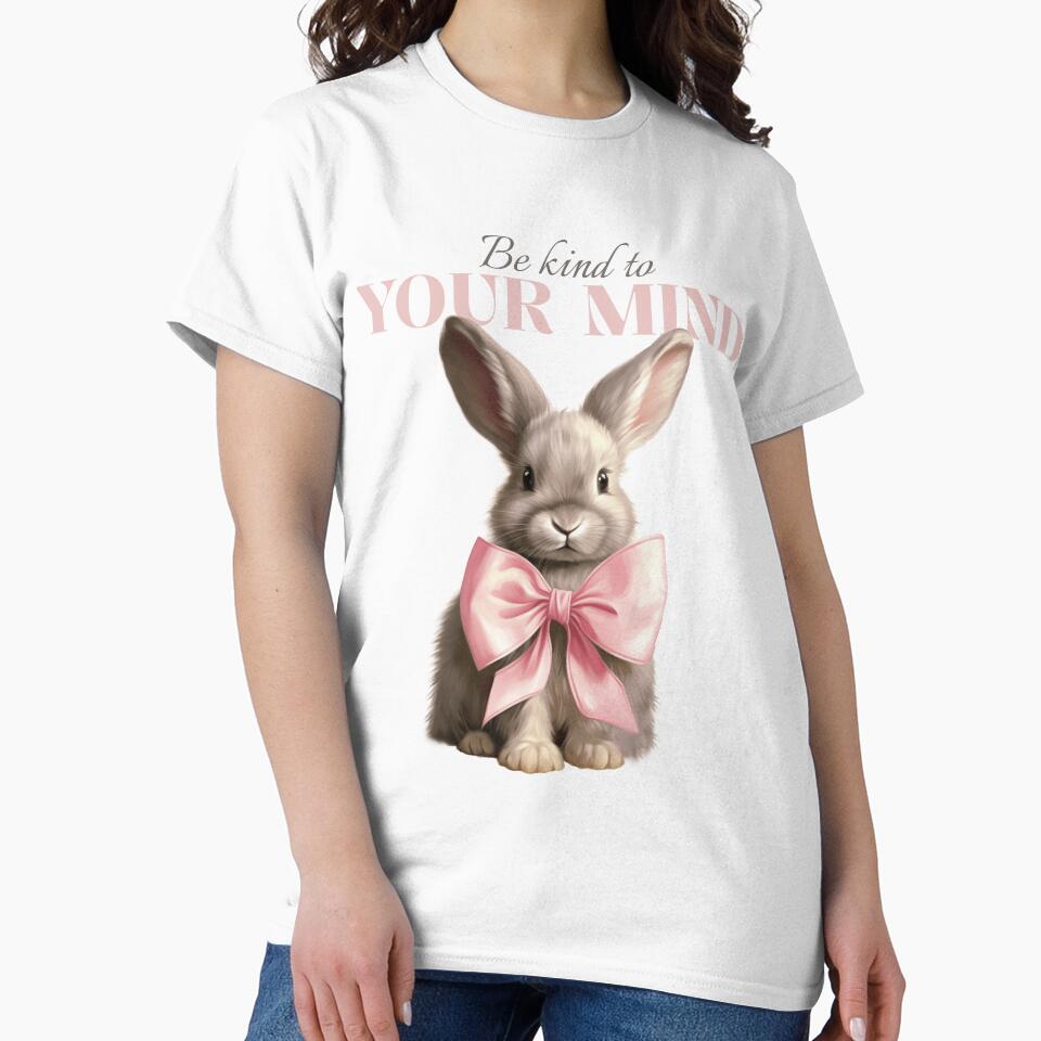 Be kind to your mind cute rabbit pink bow vintage by SoulfulT