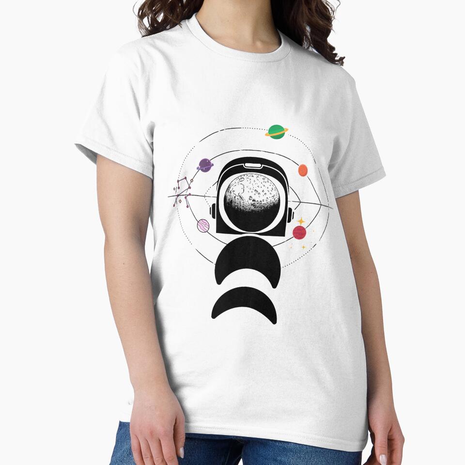 Moon Face Astronaut And Planets - Black by 4U2NV-LDN