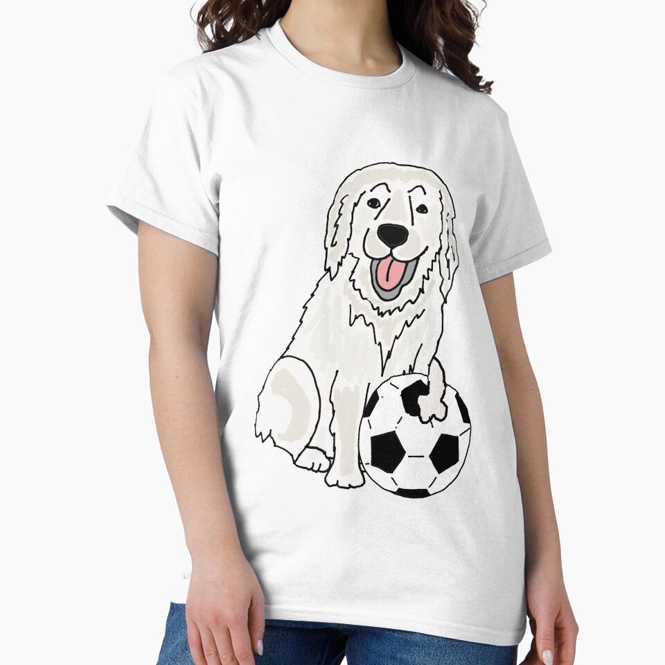 Funny Great Pyrenees Dog Playing Soccer Cartoon by Nature's Fancy