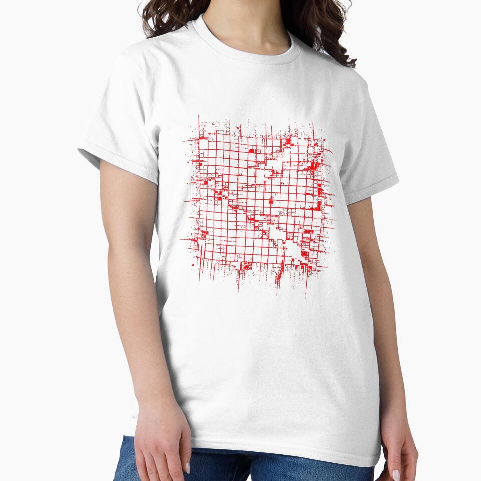 Glitch Grid Distortion Shirt – Cyberpunk Red Abstract Matrix Design by UnglaublichGut