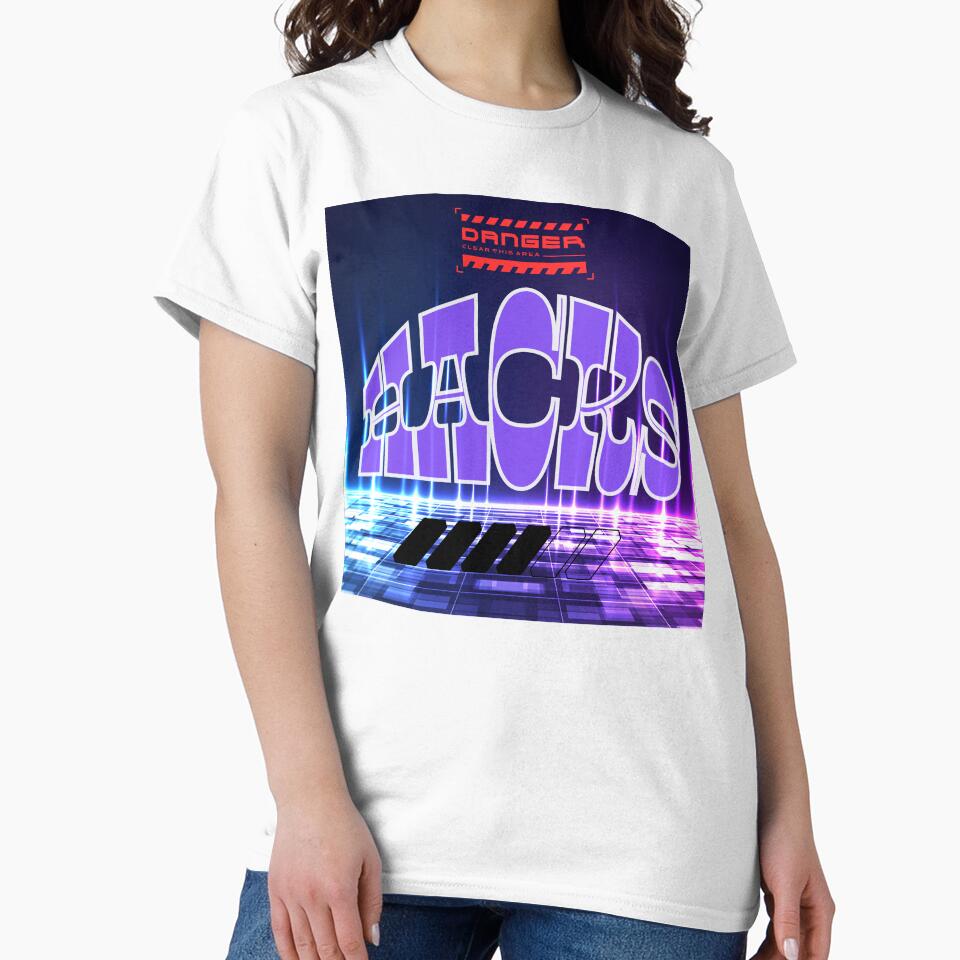Cyberpunk HACKS Glitch Art Tech Typography Design by Aesthetic Joy Studio