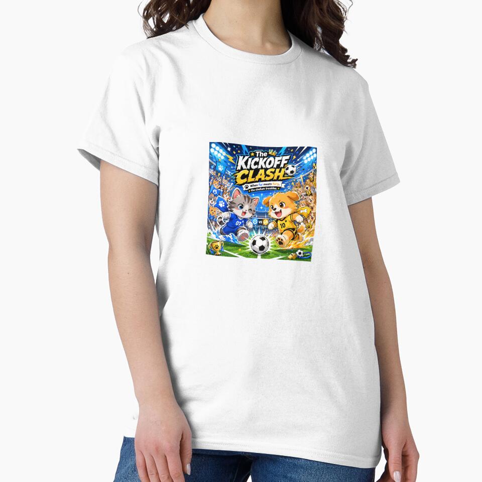 The Kickoff Clash Cat vs Dog Soccer Kawaii Sports Art by CChanDesigns