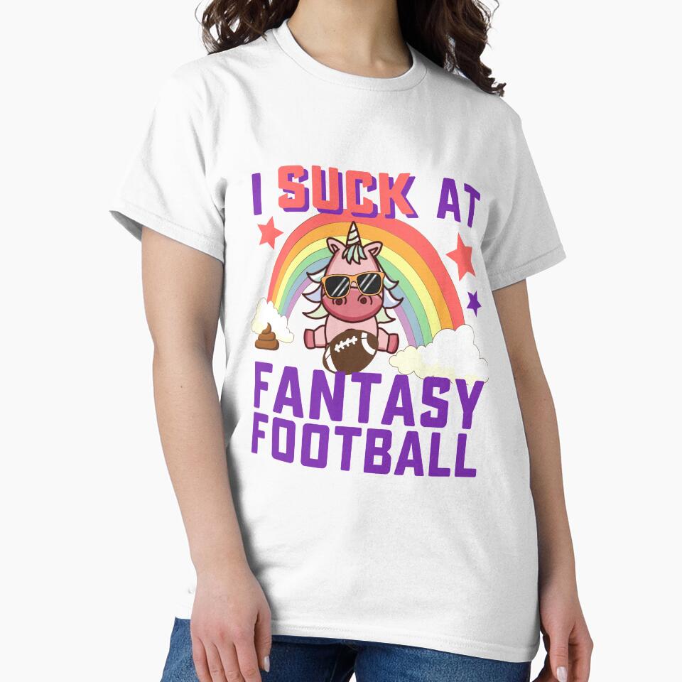 I Suck At Fantasy Football Funny Loser Unicorn by 74ninetees