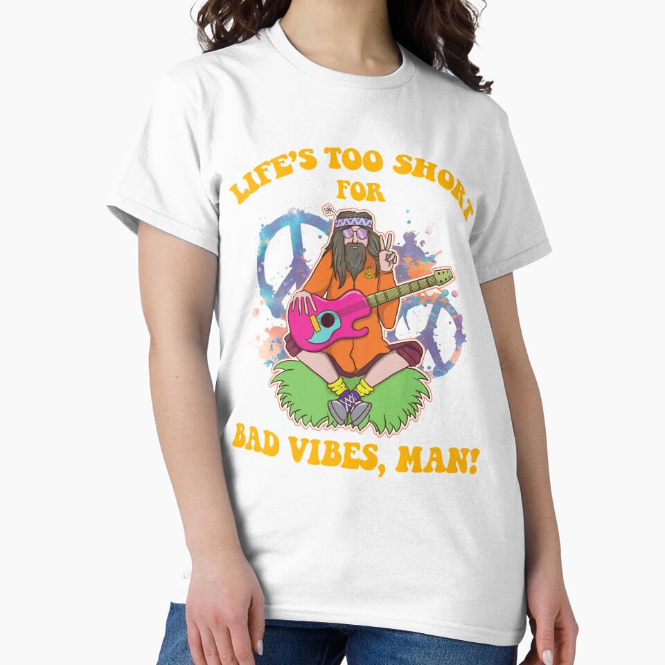 Hippie World Peace Good Vibes Playing With Guitar In The Grass by UniQueensShop