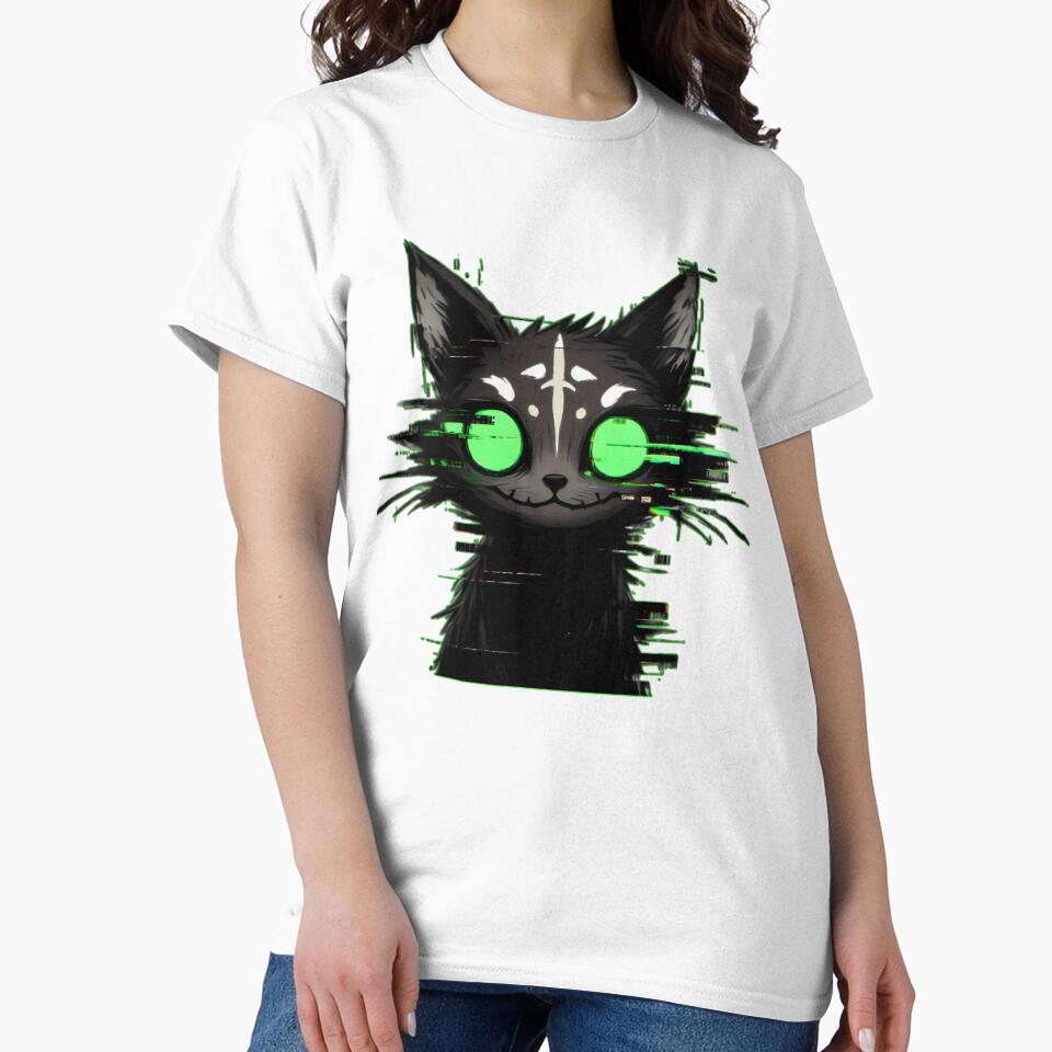 Glitch Cat – Neon Eyes & Tribal Code by Closeddog