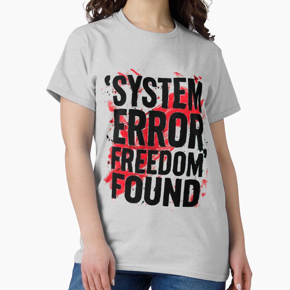 System Error Freedom Found Minimalist Typography  Neon Blue Design by GoGreenlove