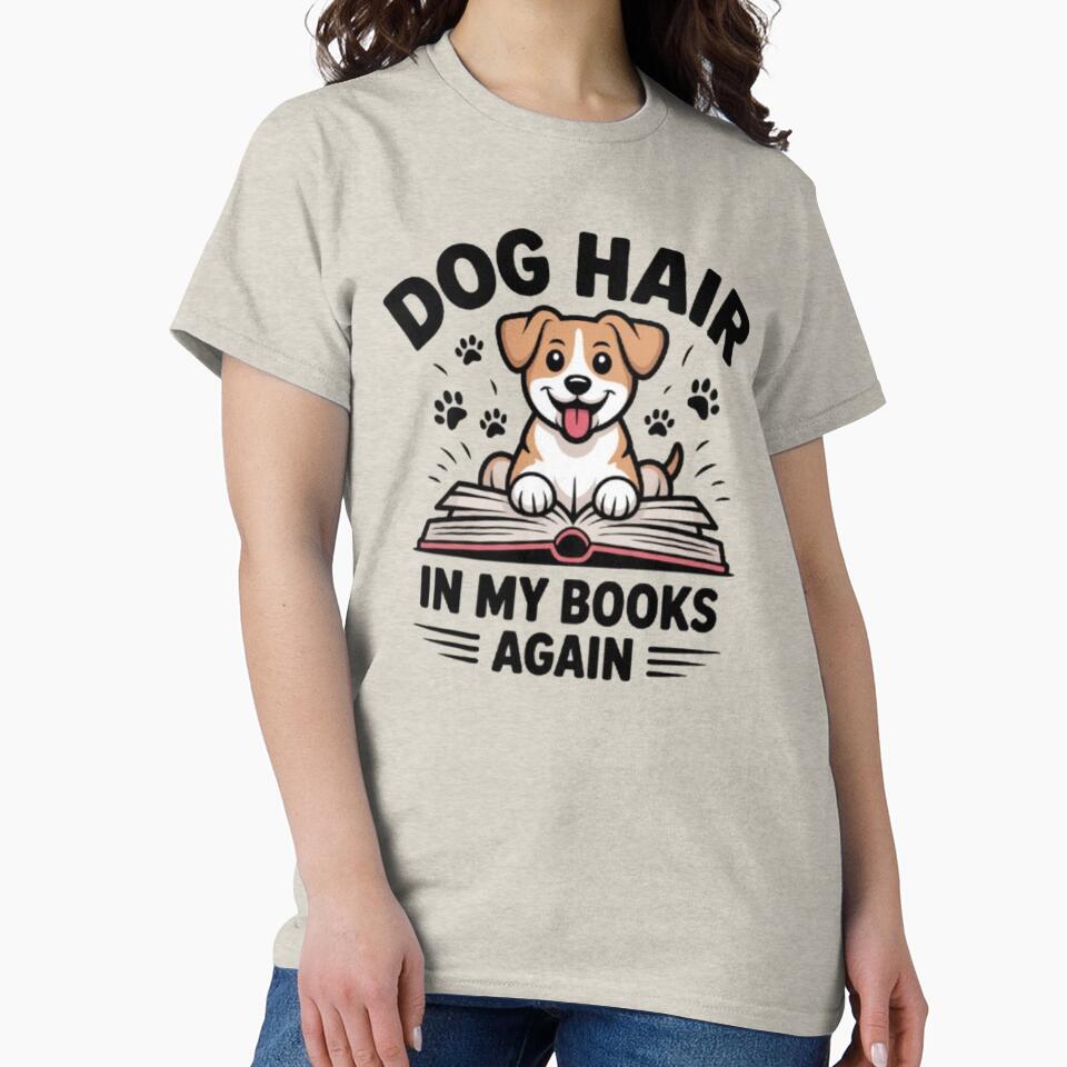 Dog Hair In My Books Again Funny Dog Lover Sticker by KomalArtStudio