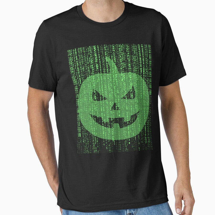 Jack O Lantern in Digital Matrix Halloween Graphic Tee by Styler Creative Studio