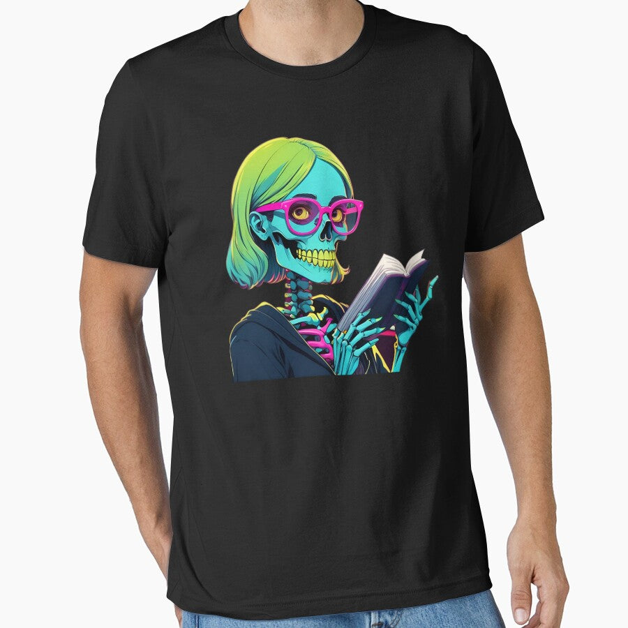 Preppy Skeleton Reading A Book by PlanetMarker
