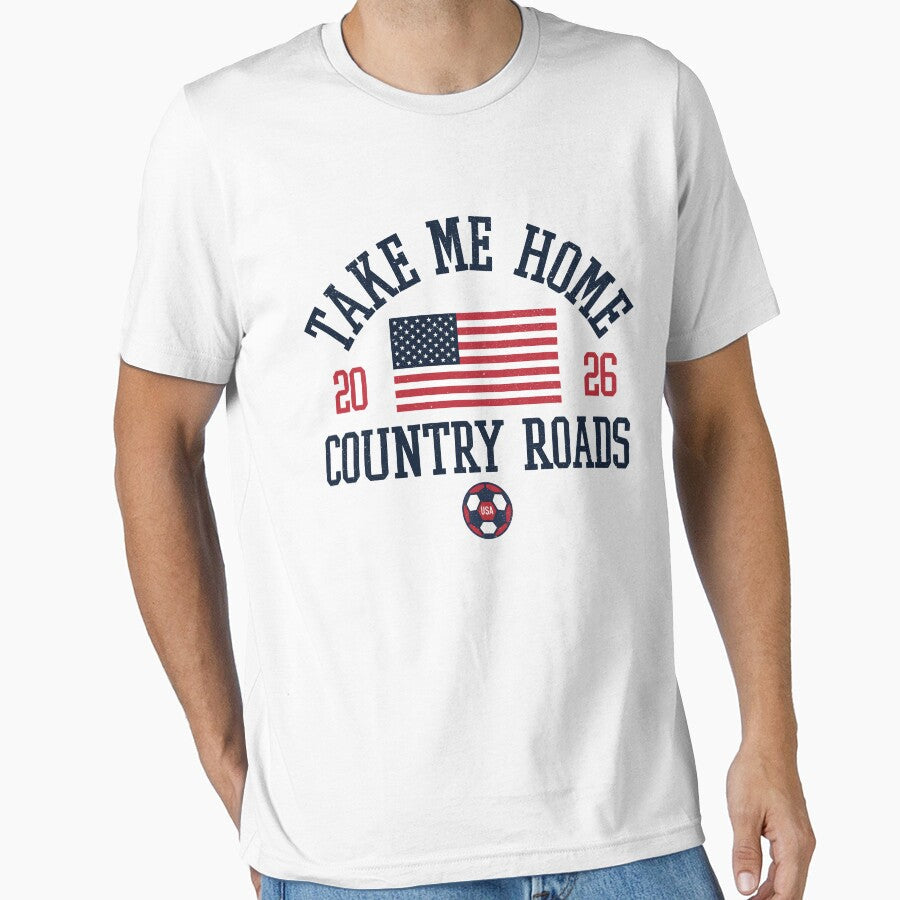 Take Me Home Country Roads 2026 USA Flag Soccer Fan Patriotic by kienoy