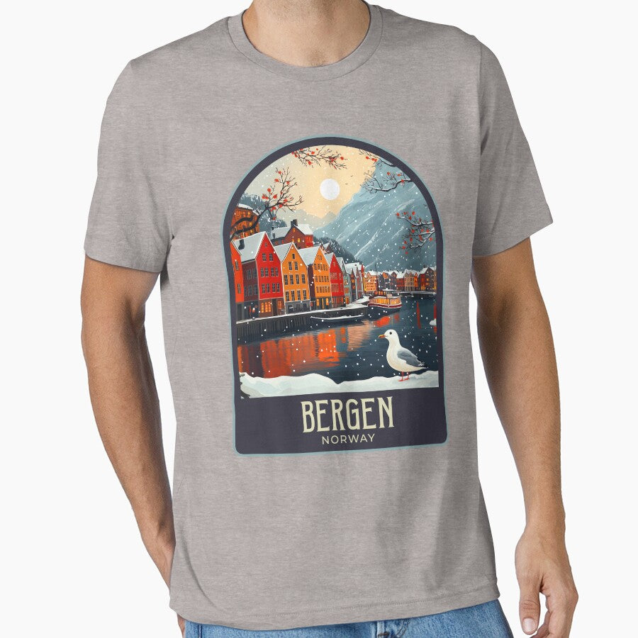 Bergen Vintage Travel Illustration by HomeLivingCo