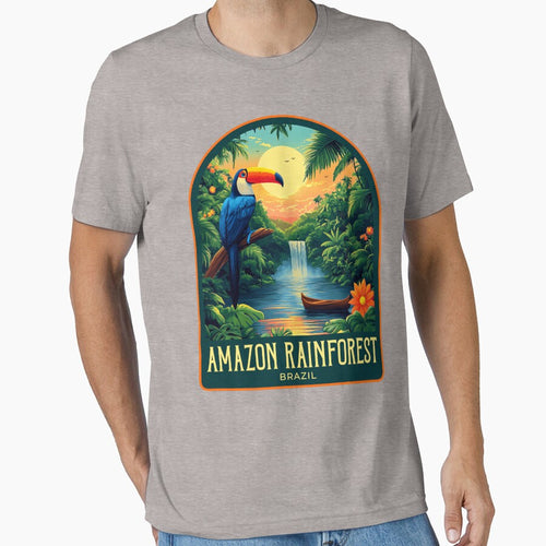 Amazon Rainforest Vintage Travel Illustration by HomeLivingCo