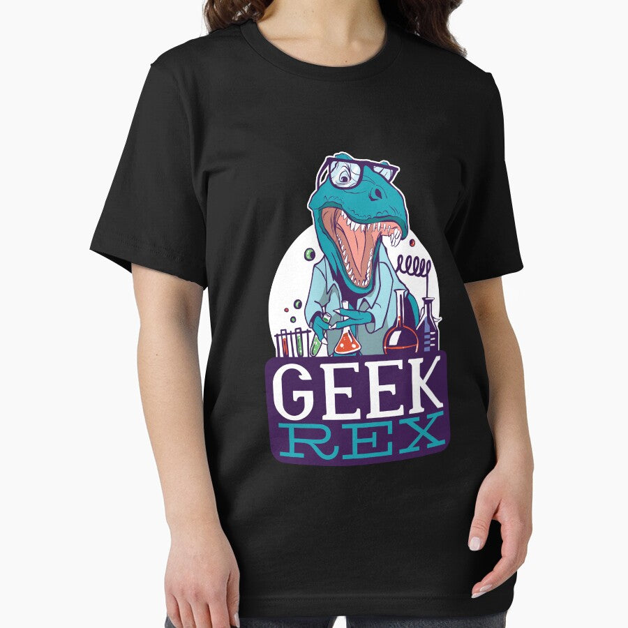 Geek Rex Dinosaur Nerd Gamer Fun Art by Mido tee art shop