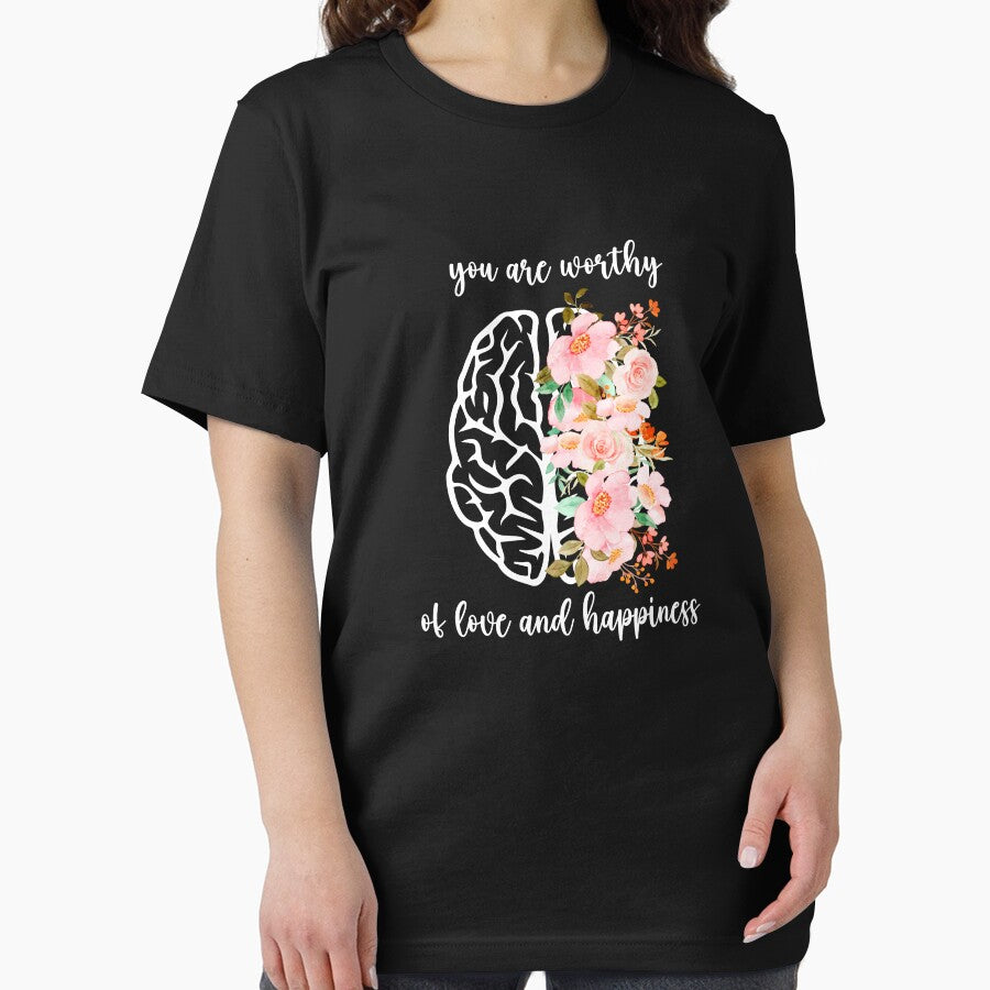 You Are Worthy of Love And Happiness Mental Health Awareness Positive Inspirational Sentence by FemiBiutti
