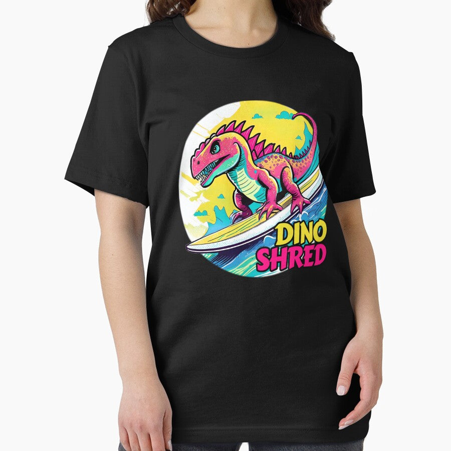 Anime Dinosaur Surfing Funny T-shirt by SOVA-PR
