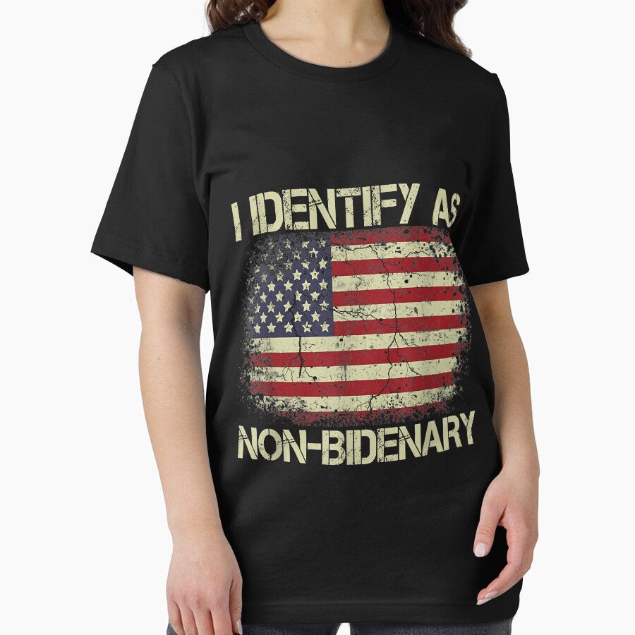 Vintage Grunge American Flag I Identify As Non-Bidenary by Amanda  Griffith