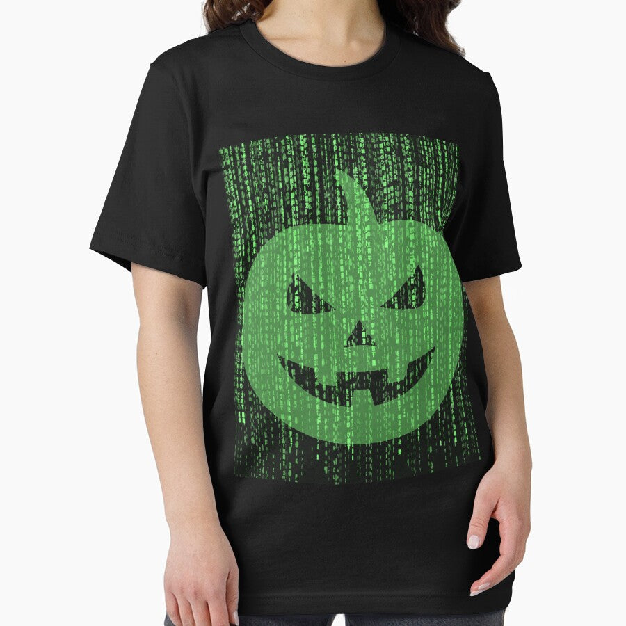 Jack O Lantern in Digital Matrix Halloween Graphic Tee by Styler Creative Studio
