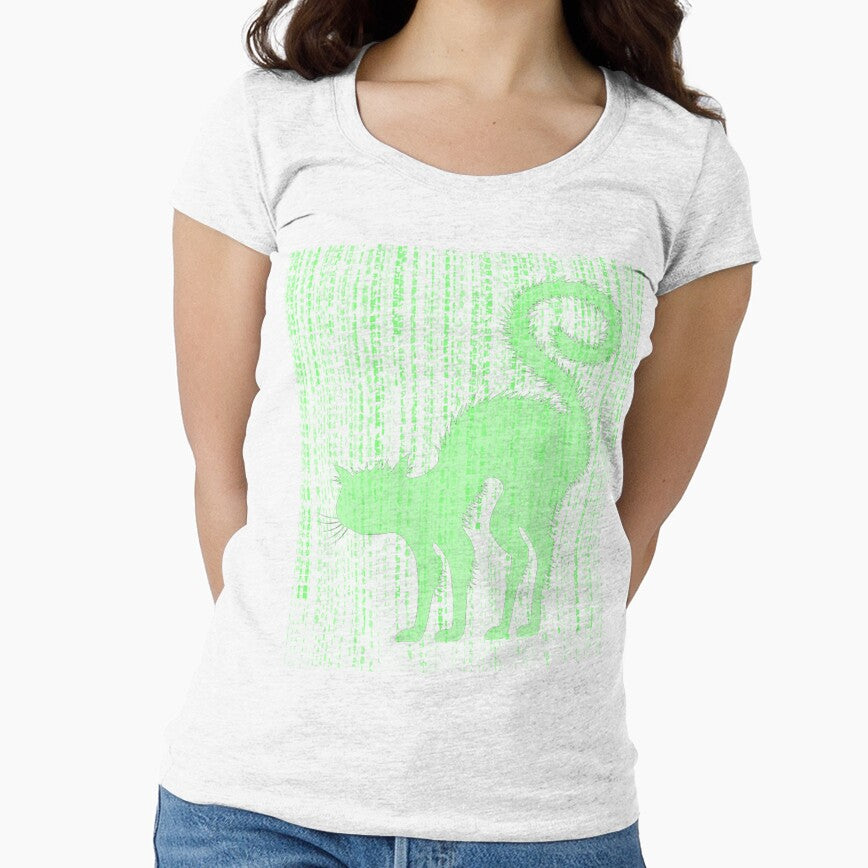 Scary Cat in Digital Matrix Halloween Graphic Tee by Styler Creative Studio