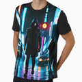 Mysterious Cyberpunk man walking down the street | Dystopian | Cyberpunk | Poster by Coded Canvas