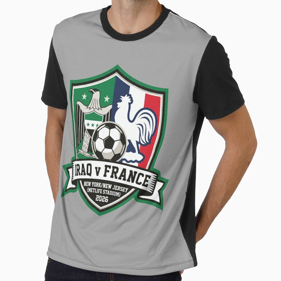 Iraq Versus France Soccer Match 2026 Athletic Crest by Pride Emblem Prints