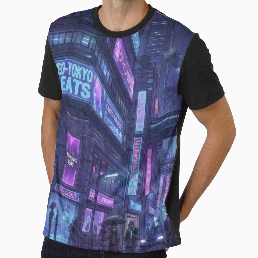 Cyberpunk City at Night – Neon Sci-Fi Street Illustration by Visualynx