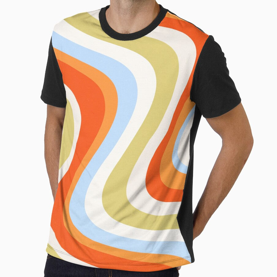 Retro Wavy Stripes in Orange Blue and Olive by trajeado14