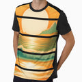 Retro Sun Beach Ocean Mountains Sky AI Art - Orange by Beachy