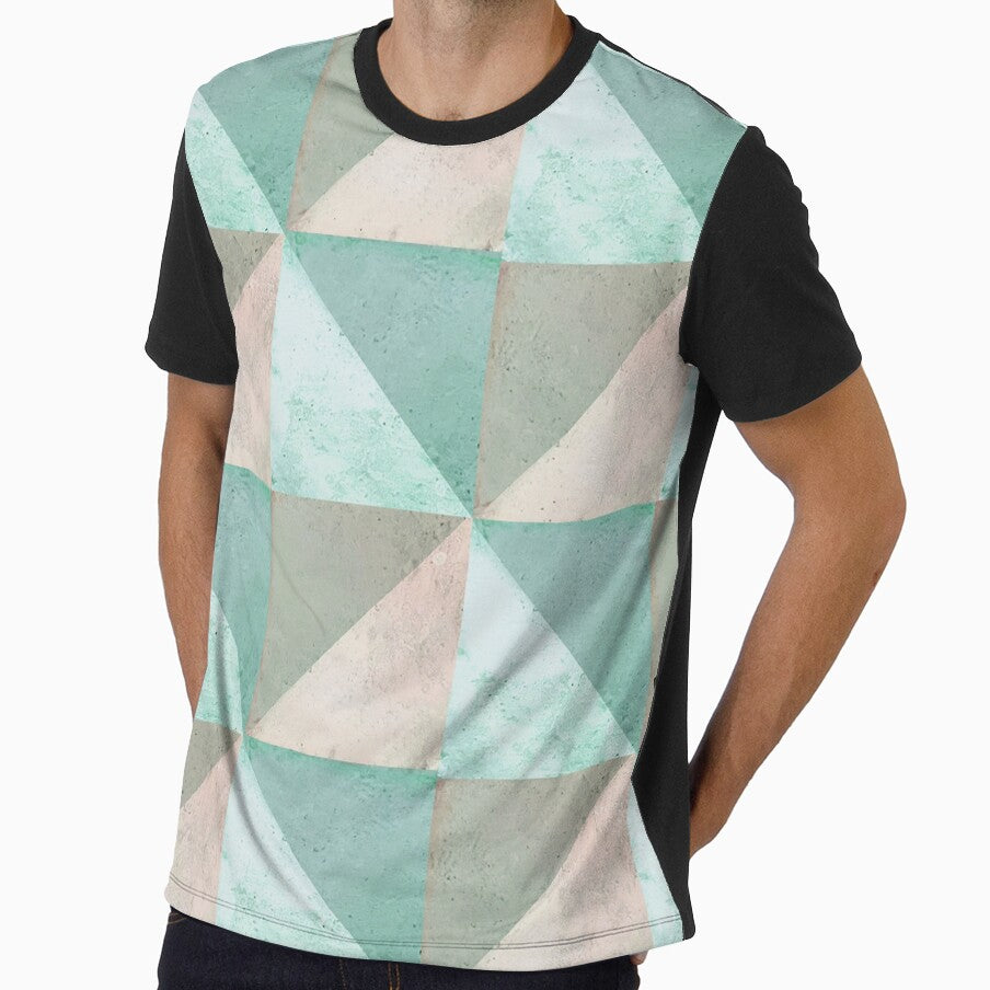 Geometric Stone Triangles: Mint & Sand Abstract by goedesign
