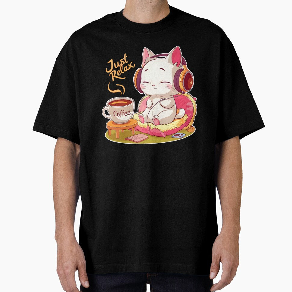 Cute Kawaii Kitty and coffee time Just relax by madevdine
