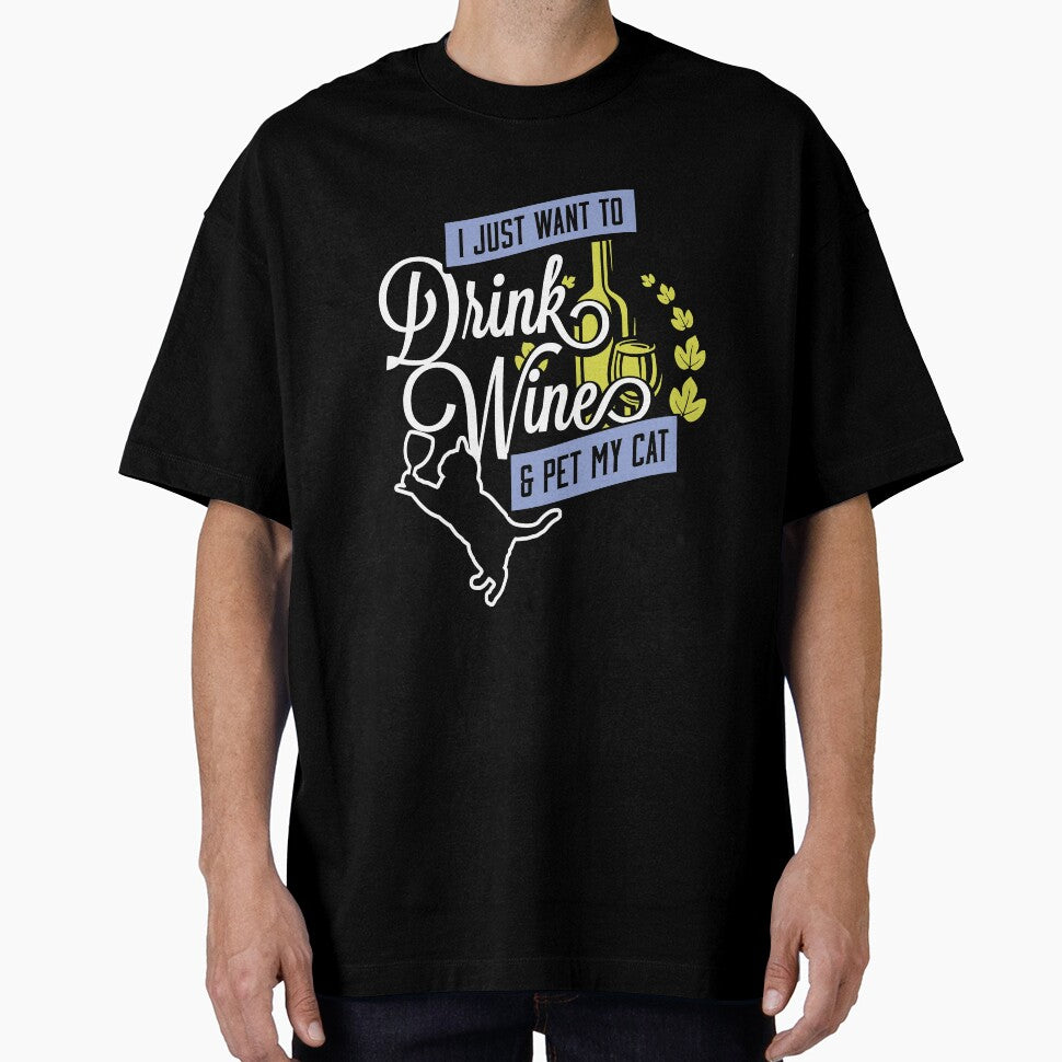 Drink wine and pet my cat gift for cat lovers fun original quote by djpraxis