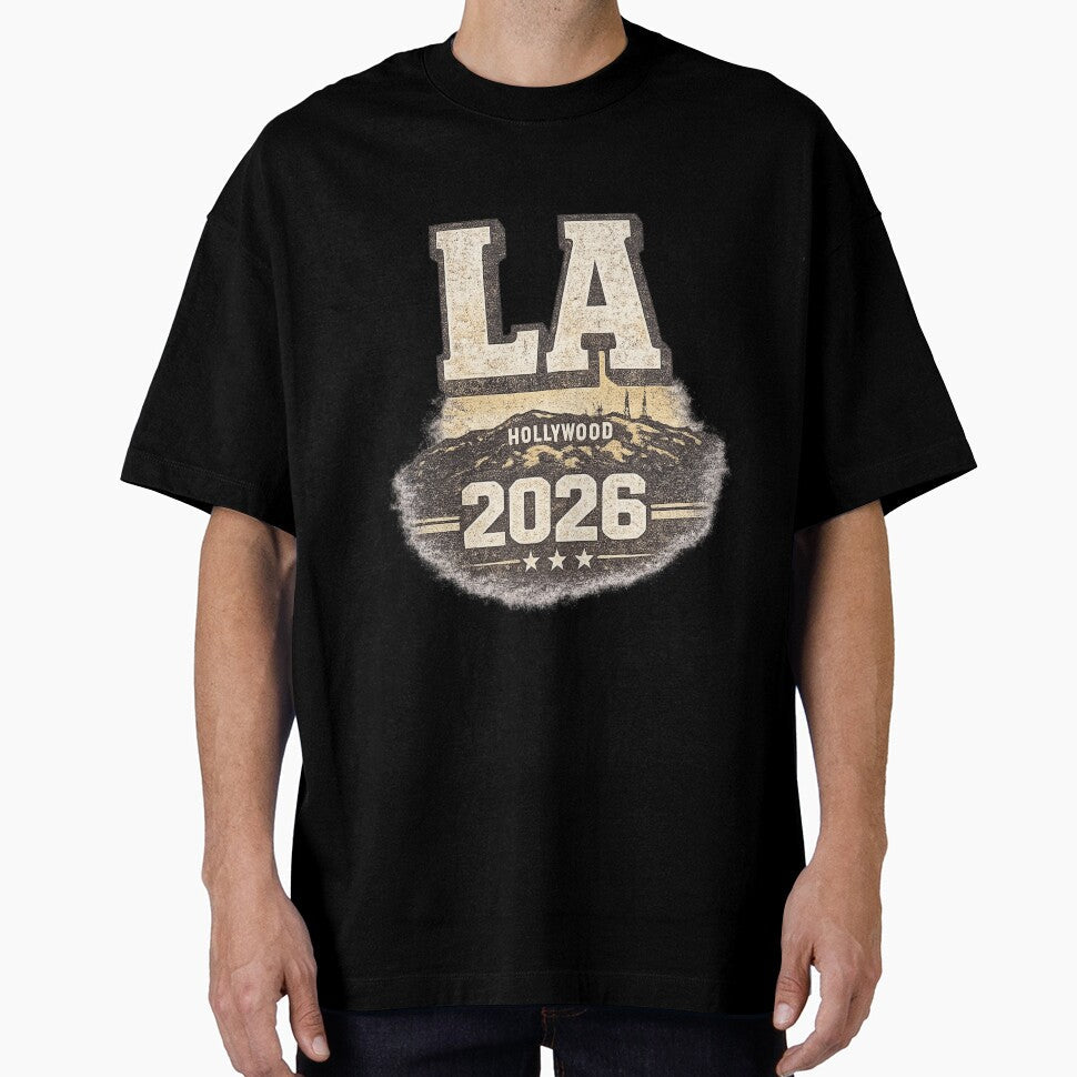 LA 2026 Retro Hollywood Football Tee by ArthUpscale