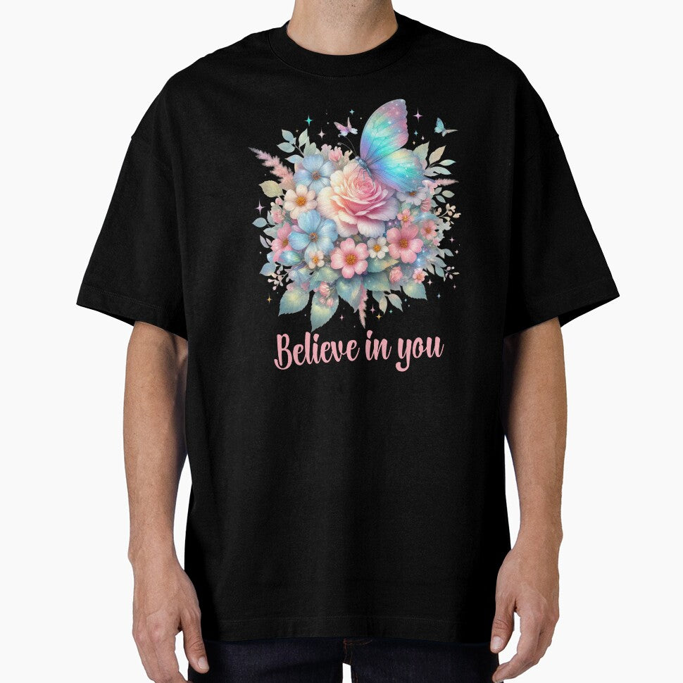 BELIEVE IN YOU, FLORAL BUTTERFLY MENTAL HEALTH QUOTES, SELF LOVE QUOTES by PRINYOS