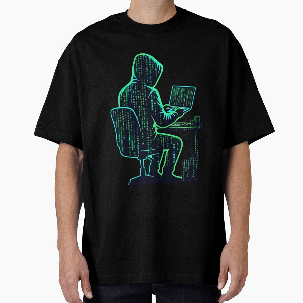 Code Rain Hacker Matrix Style Shirt by KurtByteStudio